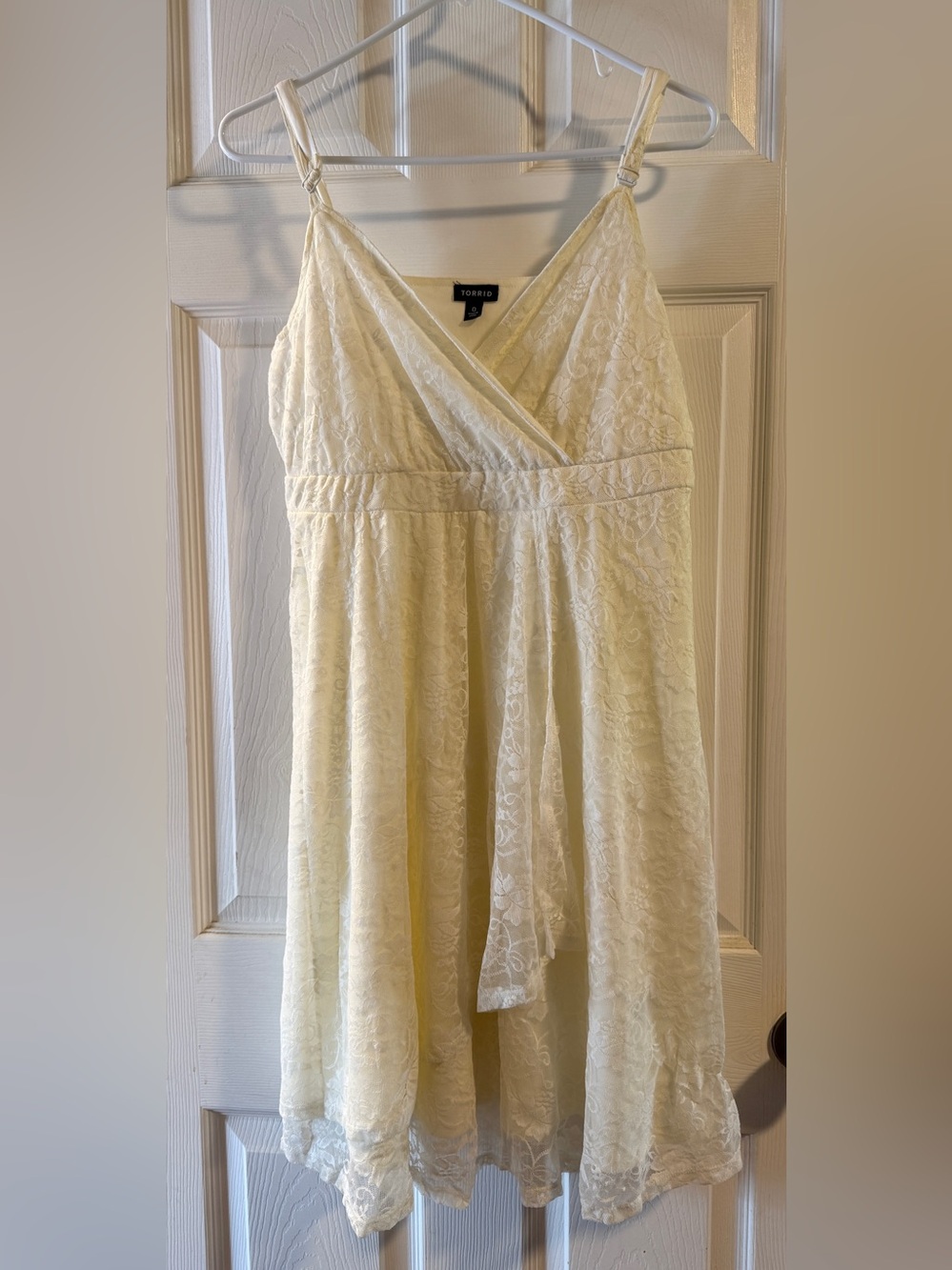 Torrid Ivory Lace Surplice Dress